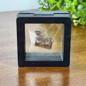 Natural Crystal Imperial Topaz with a Quartz in Display Case